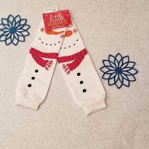 NEW Leg Warmers Baby Little Wishes Girl's 0-12 Months Snowman Christmas Motif
